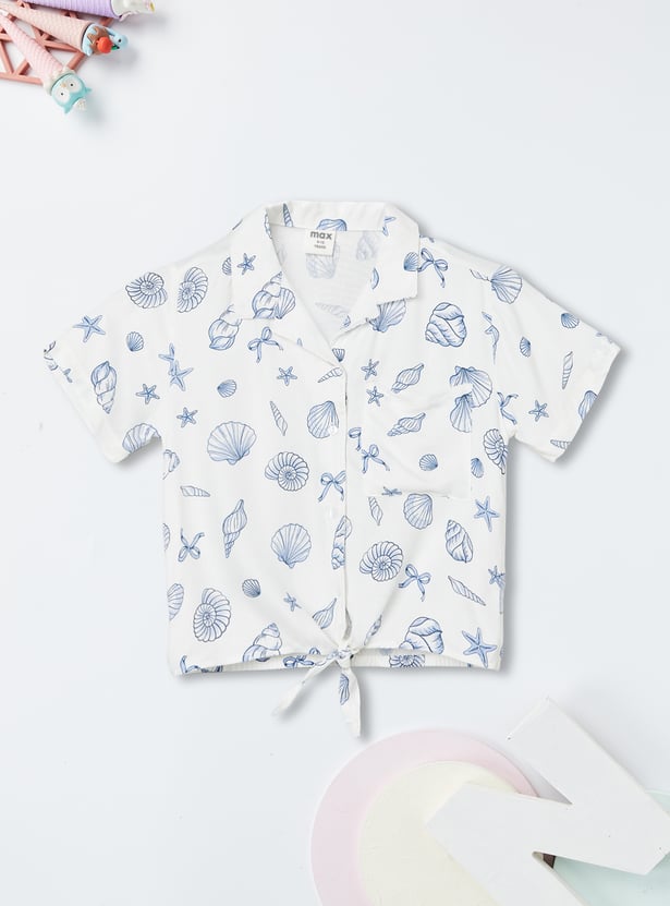 Girls Printed Boxy Shirt