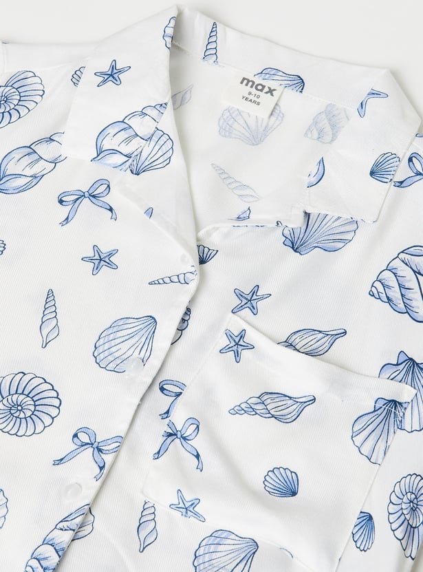 Girls Printed Boxy Shirt