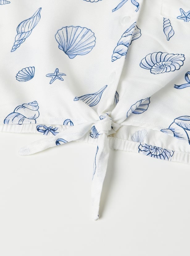 Girls Printed Boxy Shirt