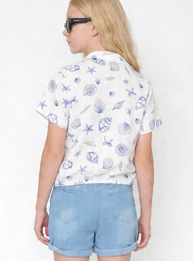 Girls Printed Boxy Shirt