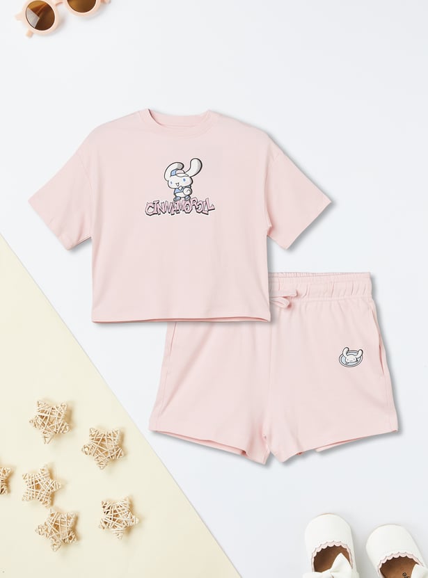 Girls Cinnamoroll Printed Shorts Set