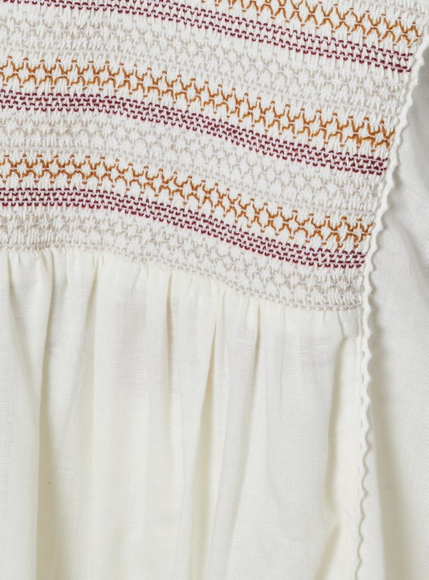 Women Embroidered Yoke Tunic