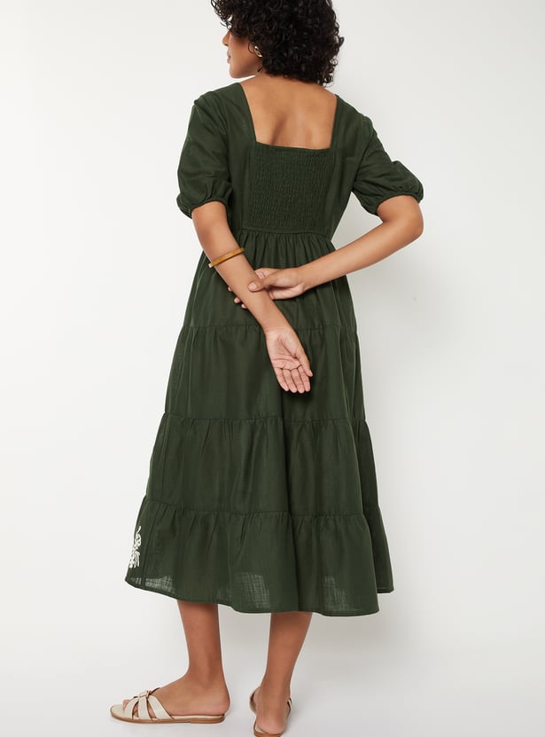 Women Embroidered Tiered Dress