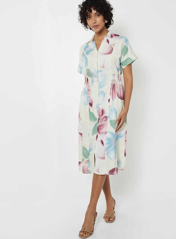 Printed A-line Midi Dress