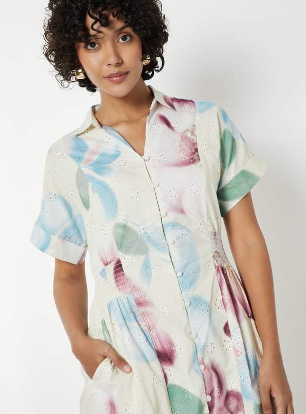 Printed A-line Midi Dress