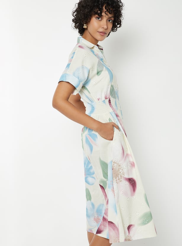 Printed A-line Midi Dress