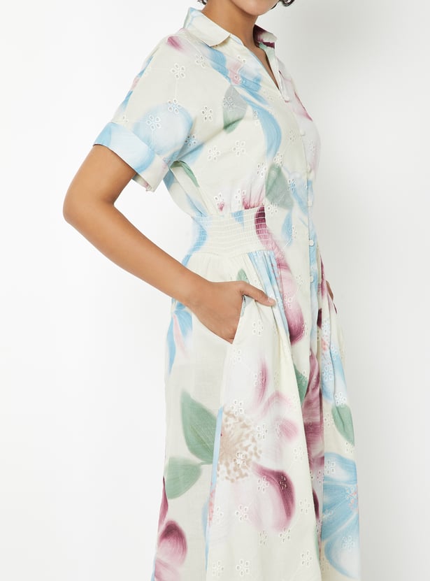 Printed A-line Midi Dress