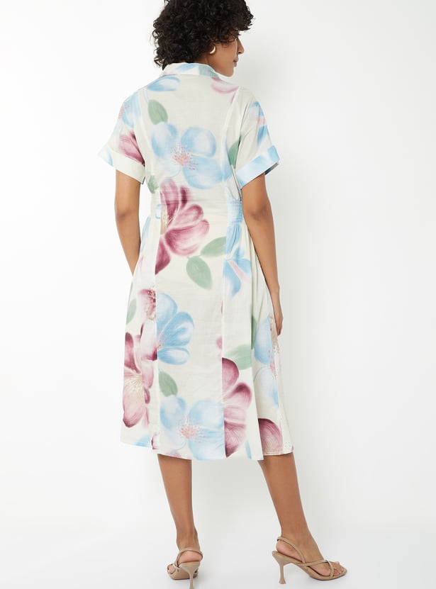 Printed A-line Midi Dress