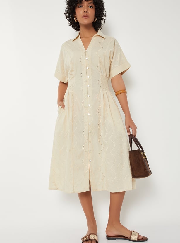 Women Schiffli Shirt Dress