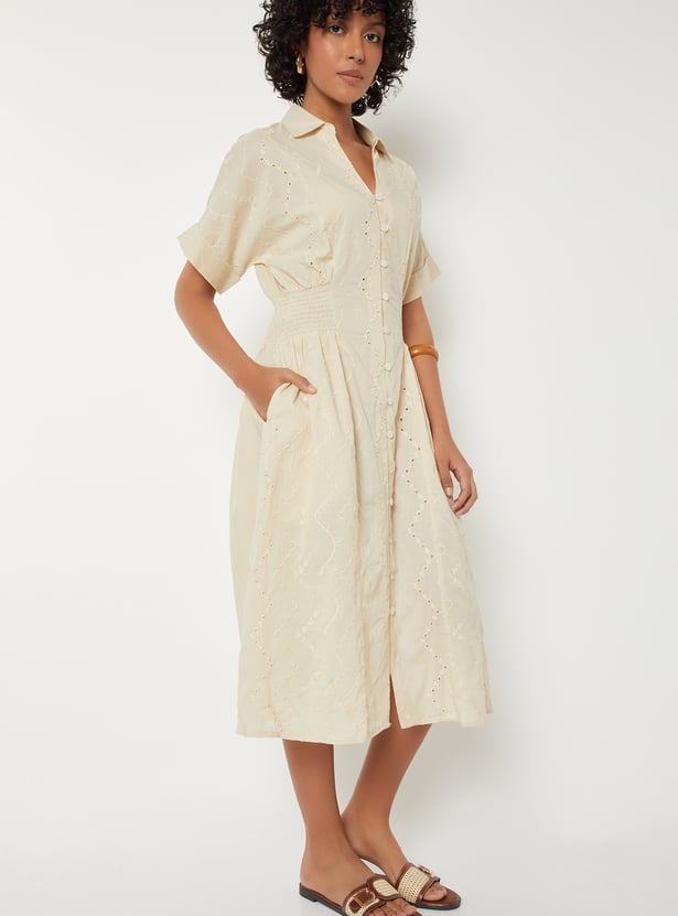 Women Schiffli Shirt Dress
