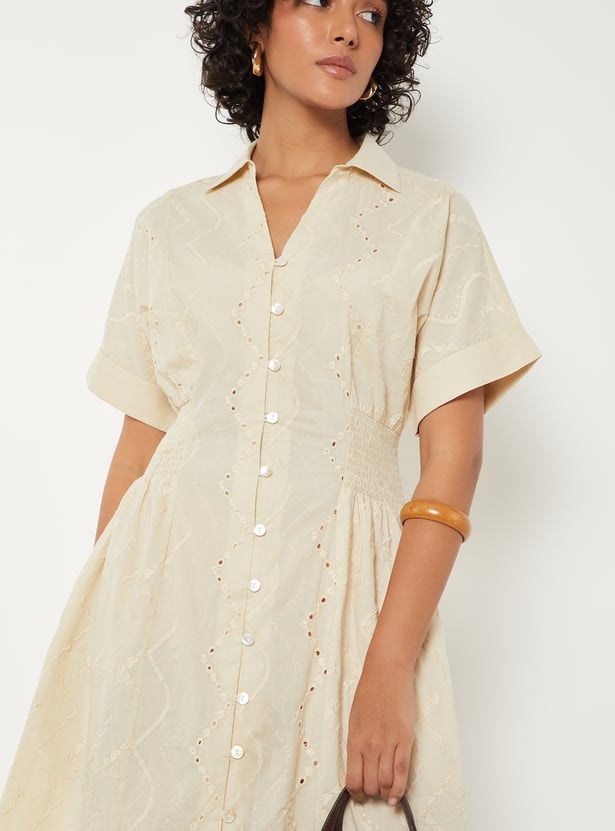 Women Schiffli Shirt Dress