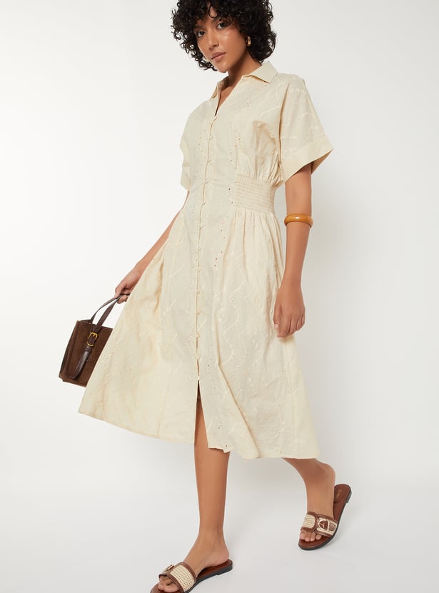 Women Schiffli Shirt Dress