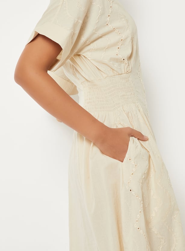 Women Schiffli Shirt Dress