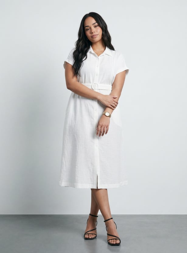 Women Solid Shirt Dress