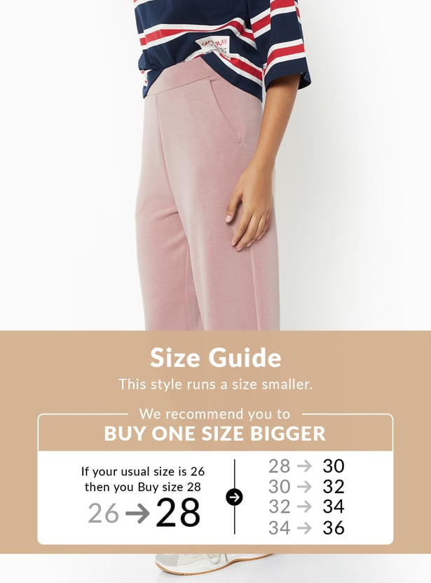 Women Solid Wide Leg Track Pants