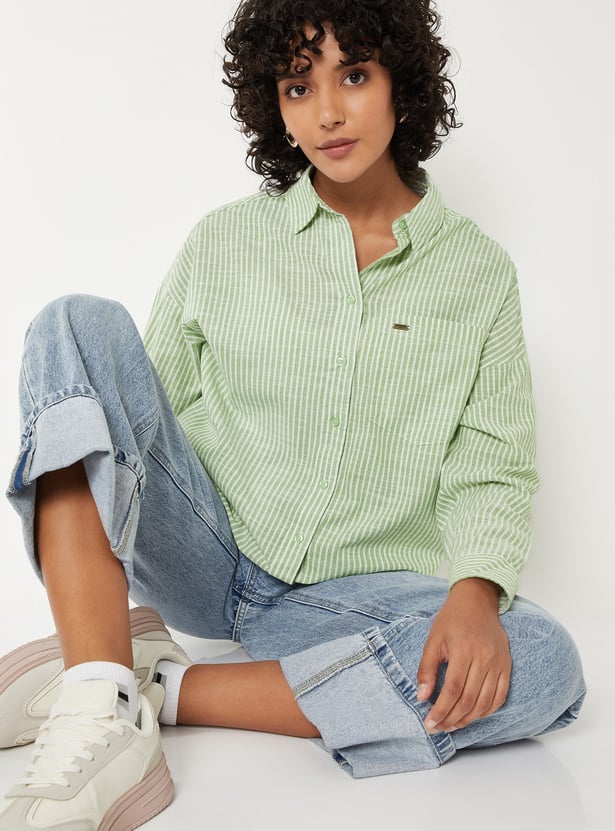 Women Striped Oversized Shirt