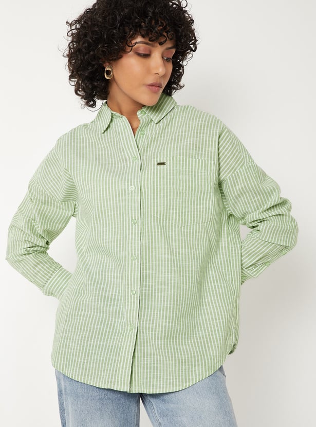 Women Striped Oversized Shirt