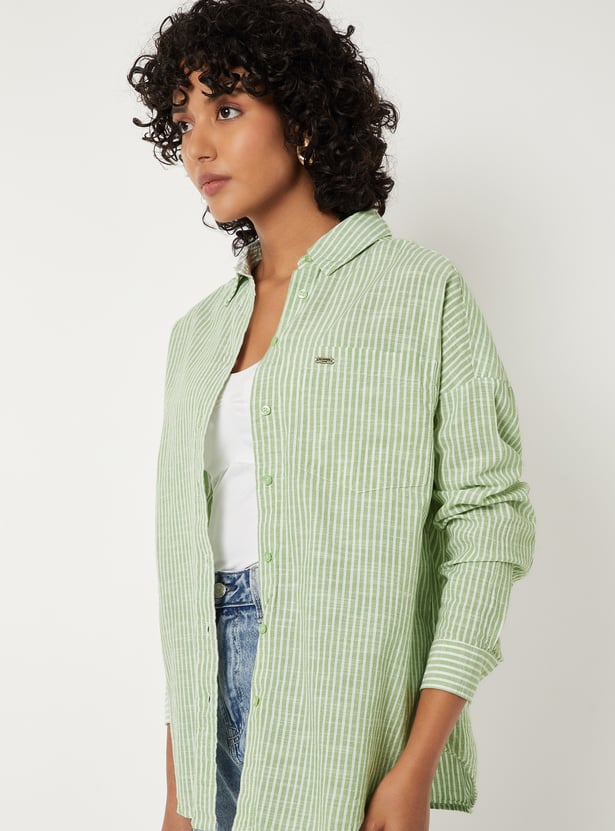 Women Striped Oversized Shirt