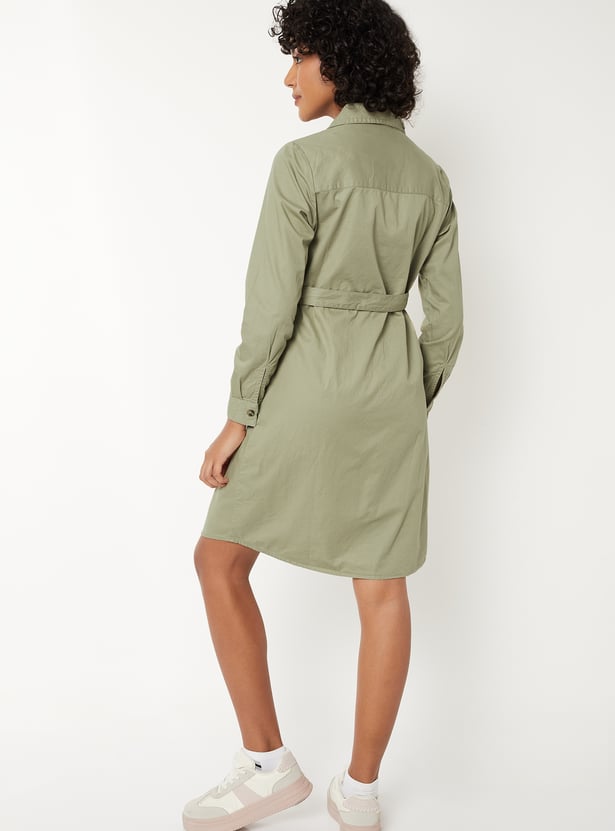 Women Solid Shirt Dress