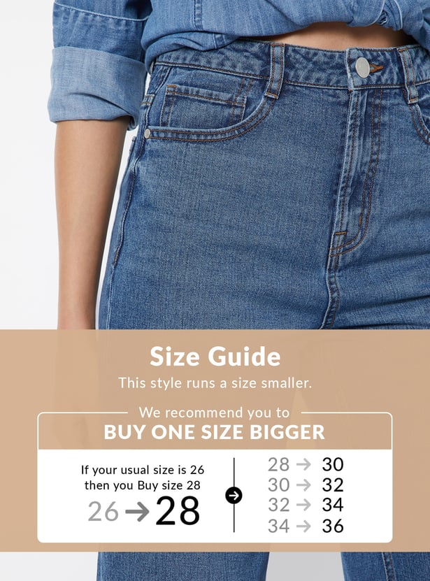 Women Washed Wide Leg Jeans