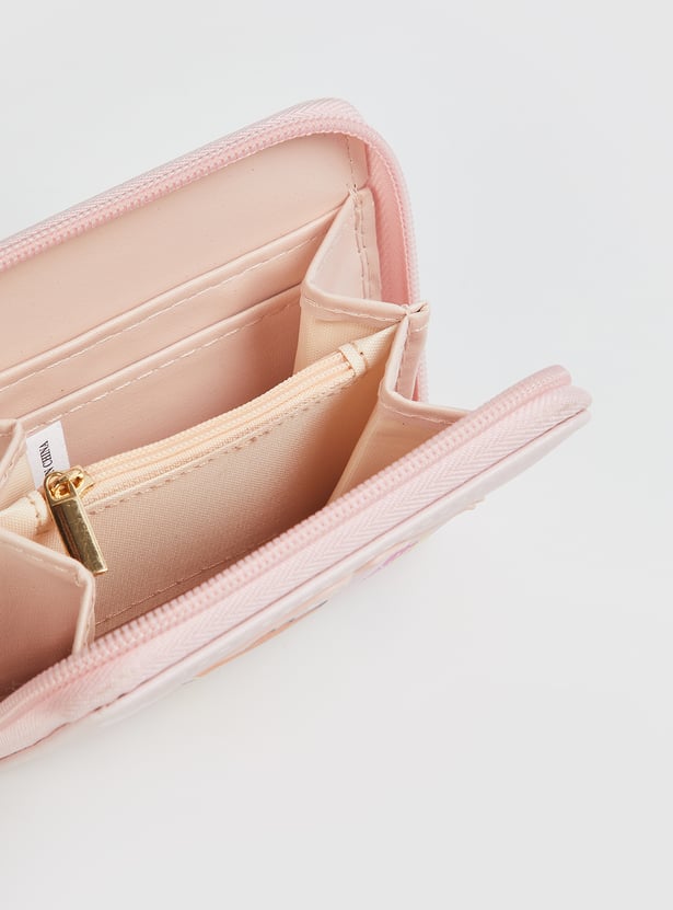 Women Appliqued Zip-Around Wallet