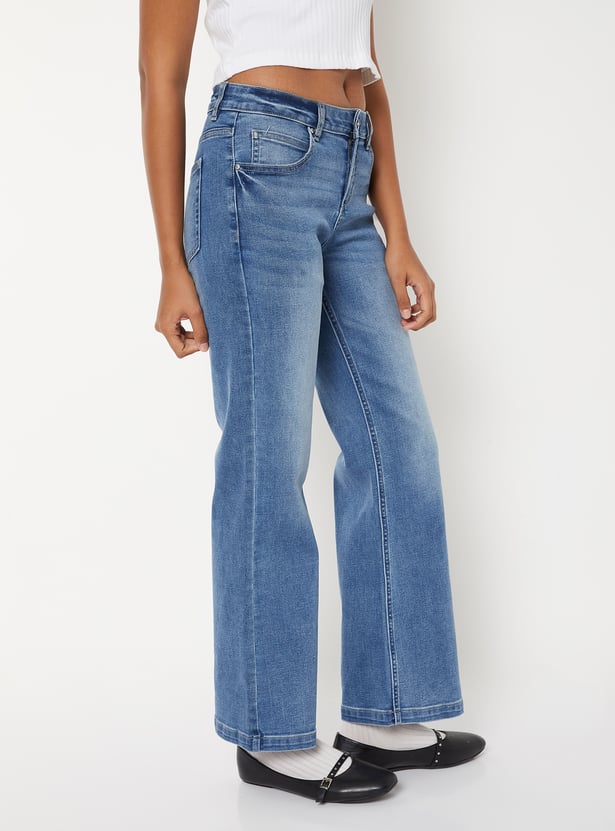 Women Medium Wash Flared Jeans