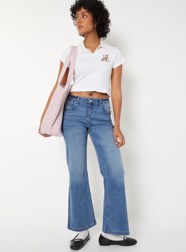 Women Medium Wash Flared Jeans