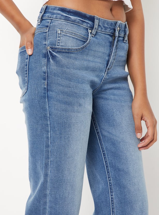 Women Medium Wash Flared Jeans