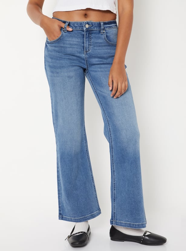 Women Medium Wash Flared Jeans