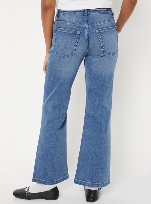 Women Medium Wash Flared Jeans
