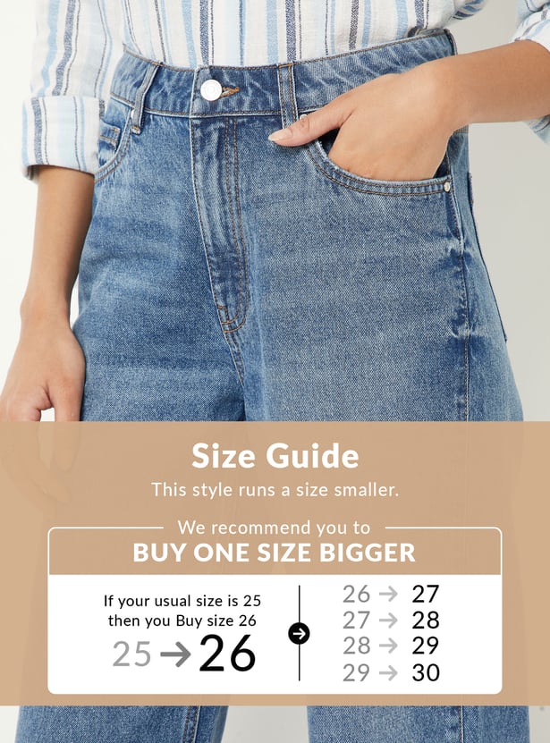 Women Washed Wide Leg Jeans