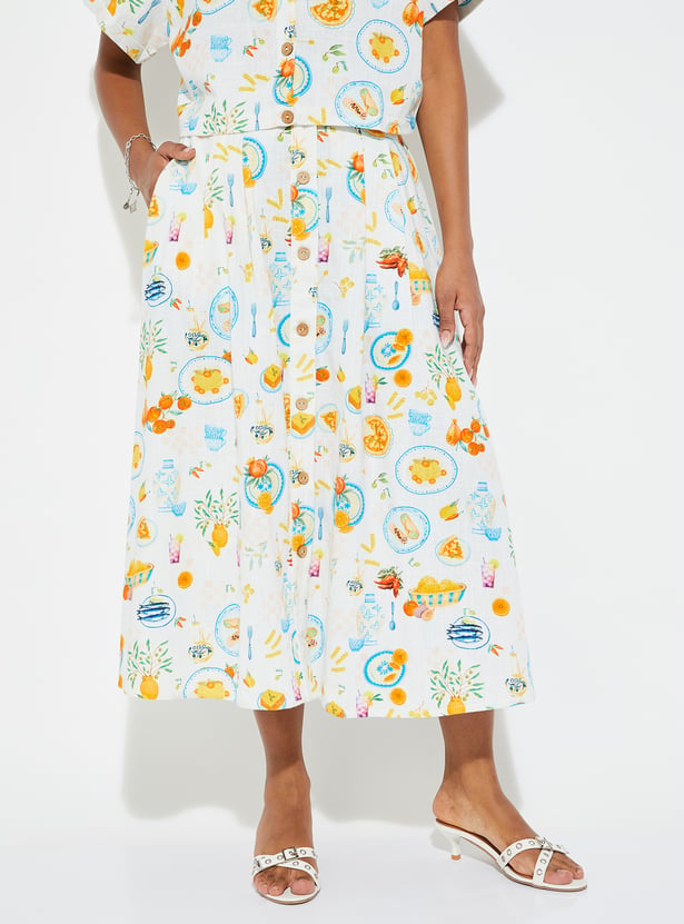 URB_N Women Printed Midi Skirt