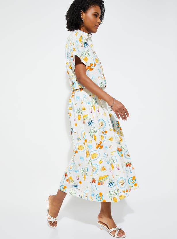 URB_N Women Printed Midi Skirt