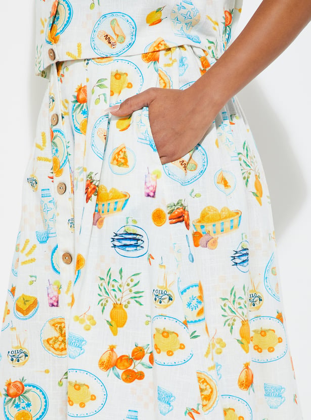 URB_N Women Printed Midi Skirt