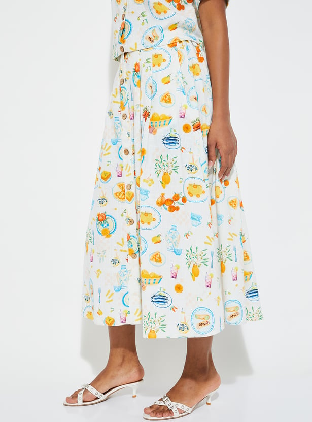 URB_N Women Printed Midi Skirt