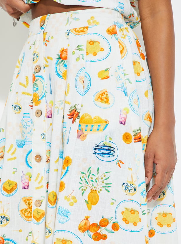 URB_N Women Printed Midi Skirt