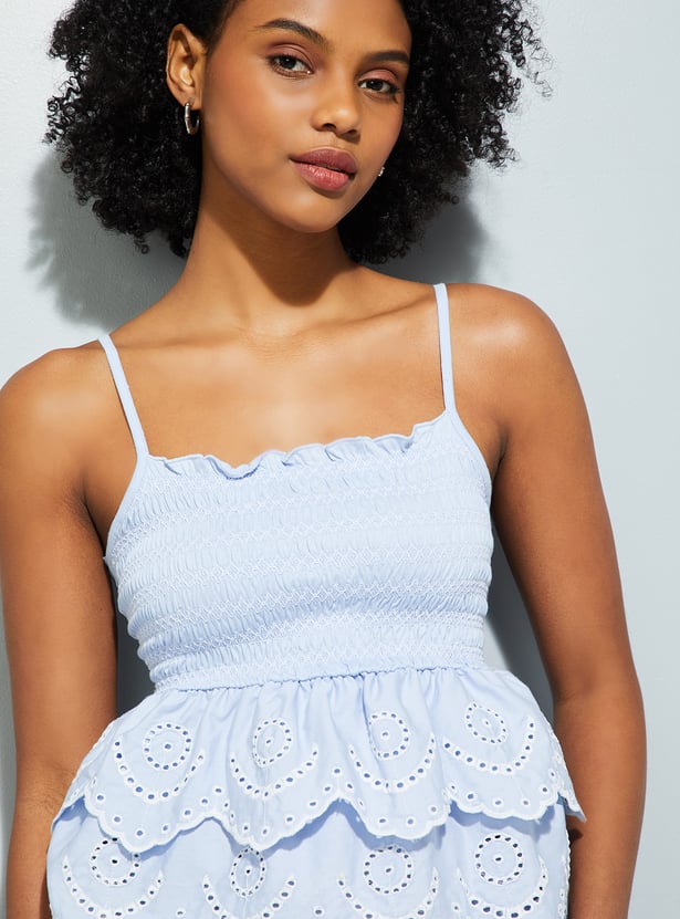 URB_N Women Schiffli Peplum Top