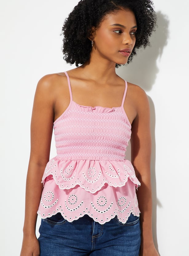 URB_N Women Schiffli Peplum Top