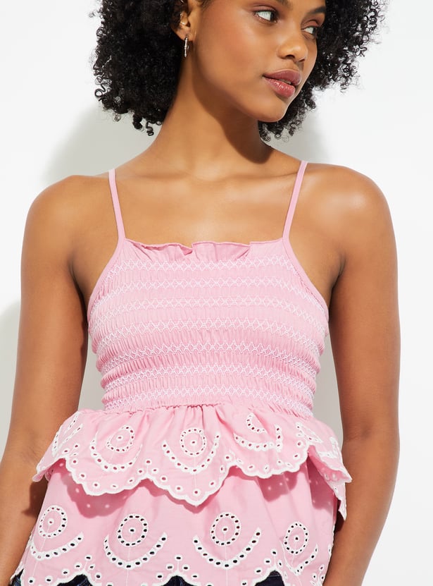 URB_N Women Schiffli Peplum Top