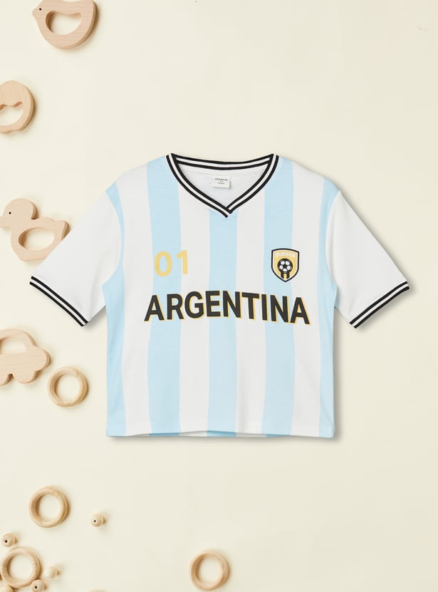 Girls Striped Argentina T-shirt