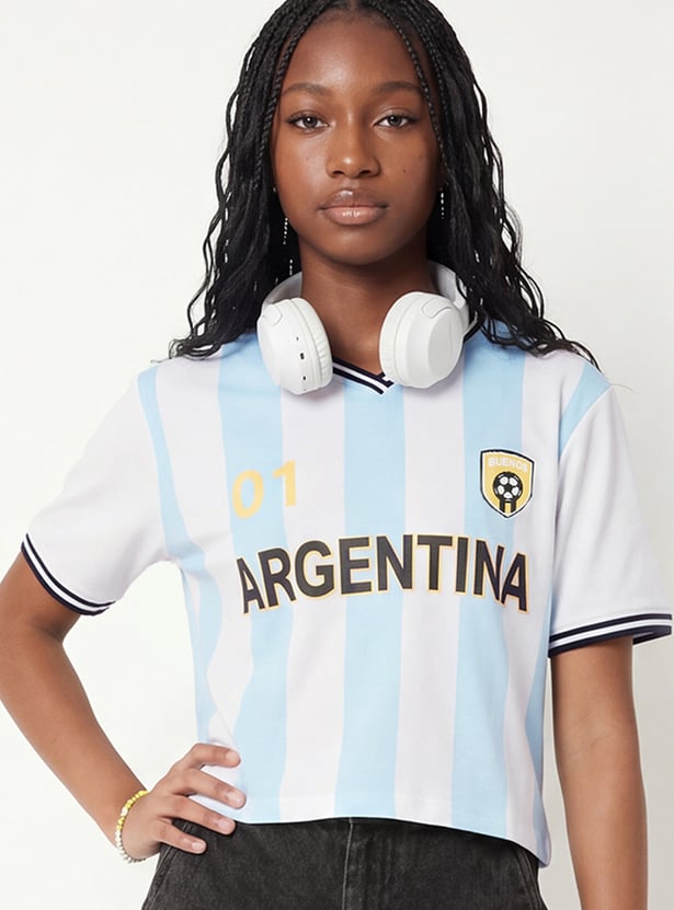 Girls Striped Argentina T-shirt