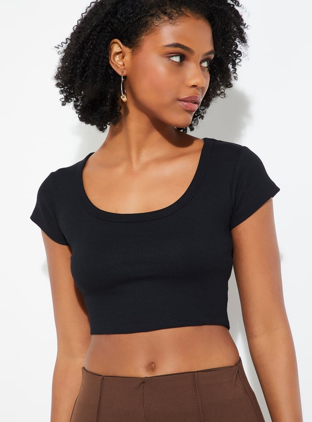 URB_N Women Ribbed Crop T-shirt
