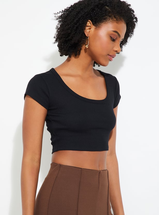 URB_N Women Ribbed Crop T-shirt