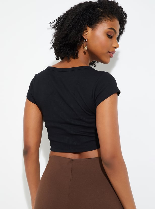 URB_N Women Ribbed Crop T-shirt