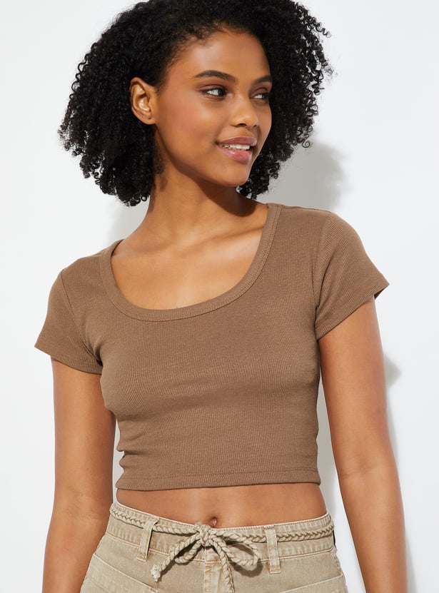 URB_N Women Ribbed Crop T-shirt