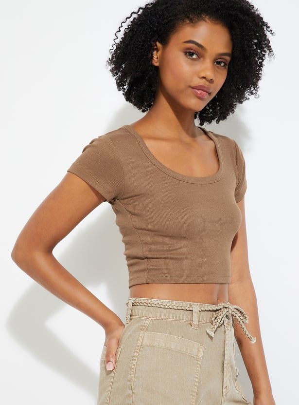 URB_N Women Ribbed Crop T-shirt