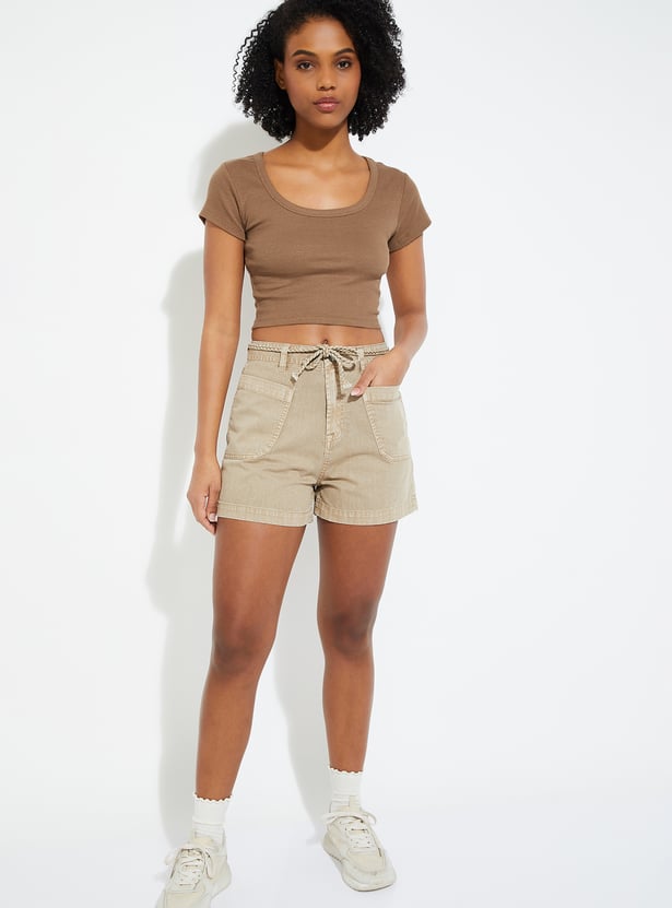 URB_N Women Ribbed Crop T-shirt