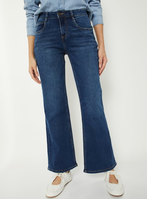 Women Dark Wash Clean Look Mid Rise Jeans