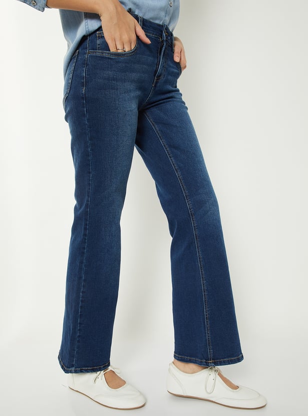 Women Dark Wash Clean Look Mid Rise Jeans