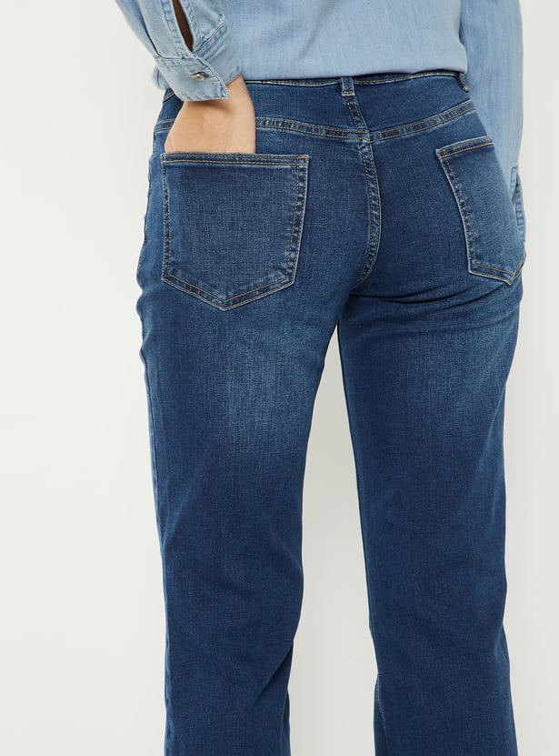 Women Dark Wash Clean Look Mid Rise Jeans